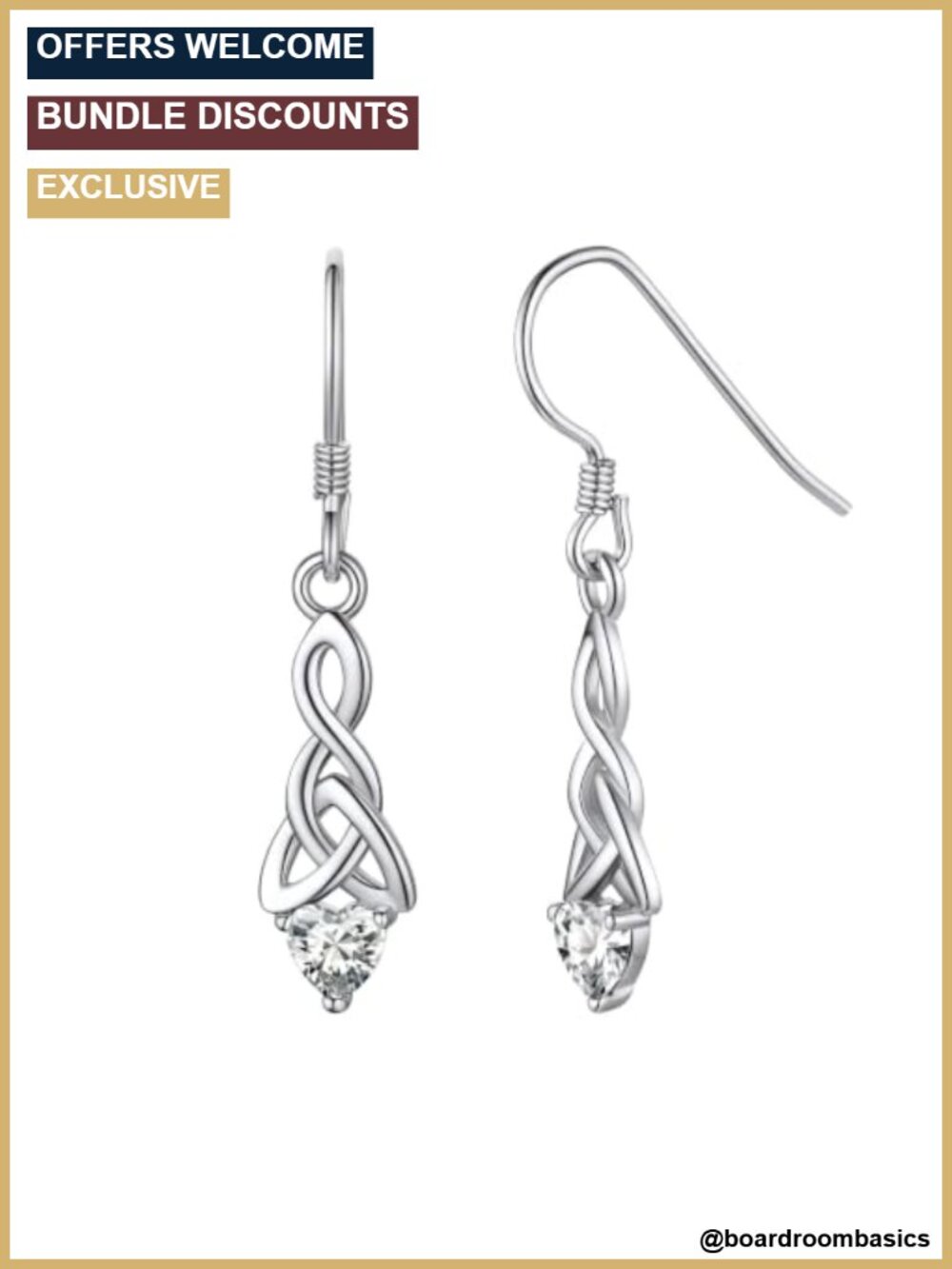 Sterling Silver Celtic Knot Dangle Earrings Hypoallergenic Drop
